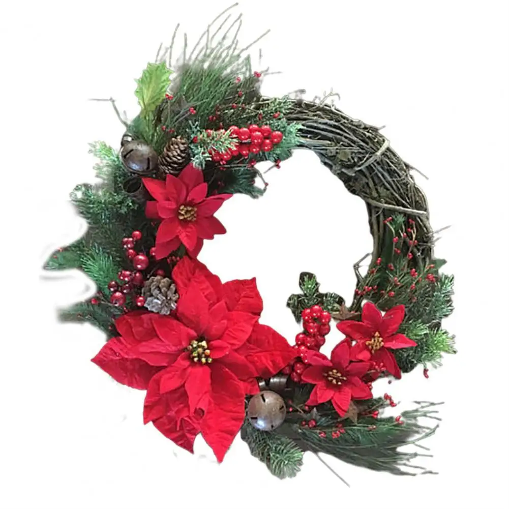 

Ротанговый венок, Рождественское украшение на стену входной двери, цветочная гирлянда, цветочная гирлянда, реквизит для фото, праздничные т...