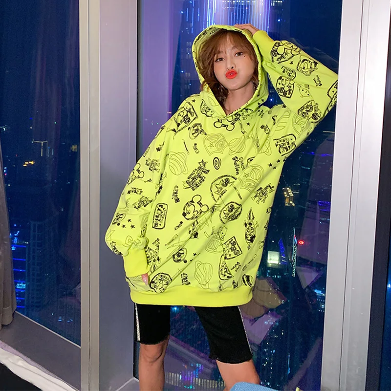 2019 осенние толстовки с капюшоном рисунком из мультфильма Модный пуловер для