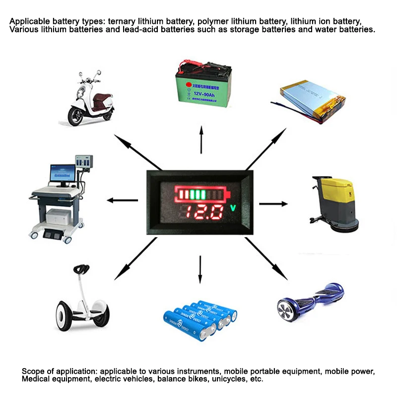 Индикатор емкости батареи процент напряжения тест er панель измеритель монитора