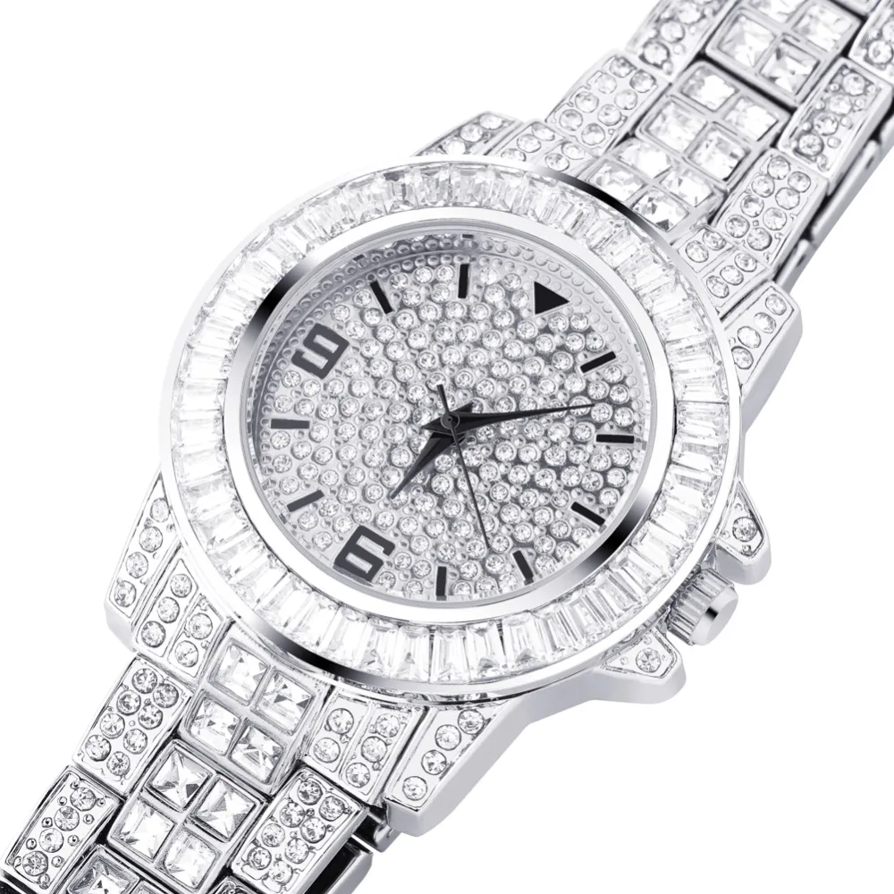 GUCY AAA ICED OUT хип-хоп наручные часы с микро pave CZ браслет из нержавеющей стали Прямая поставка