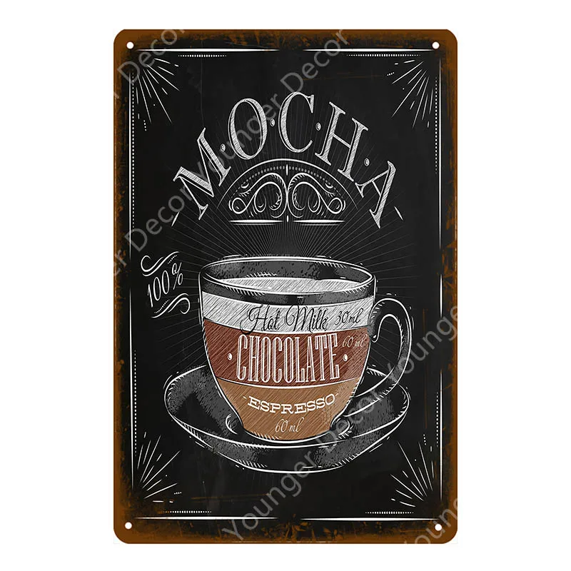 YD3760EI Кофе плакат со льдом чай металлические знаки мокко эспрессо Glace латте молоко Настенная роспись табличка для бара клуб Кафе Магазин домашний декор YI-107 - Цвет: YD3760EI