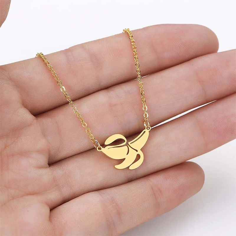 Ожерелье из бананов женские парные милые Подвески в виде фруктов золотые цепочки