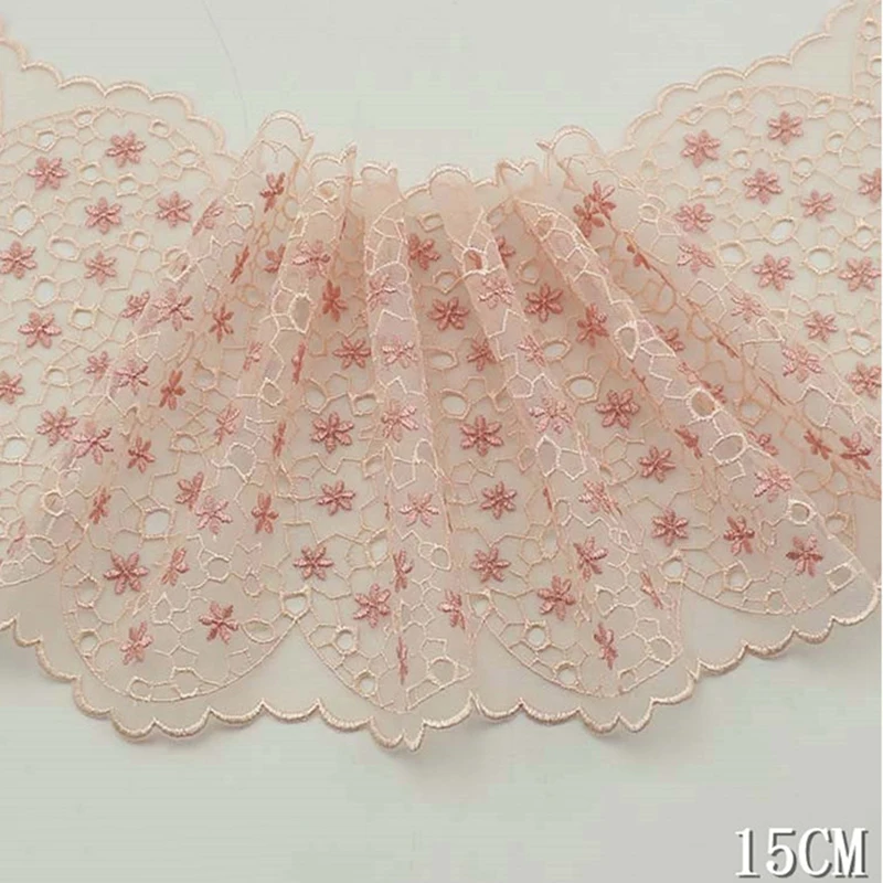 

31Yds Bilateral Flower Embroidered Lace Trim Mesh Tulle Cute Fabric Sewing Craft Patchwork Handmade Children's Dress Decoration