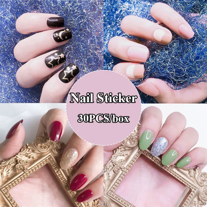 

30Pcs/Set Reusable False Nail Tips Set Full Cover Shiny Matte Nail Tips With Designs Press On Nails Art Fake Extension Tips