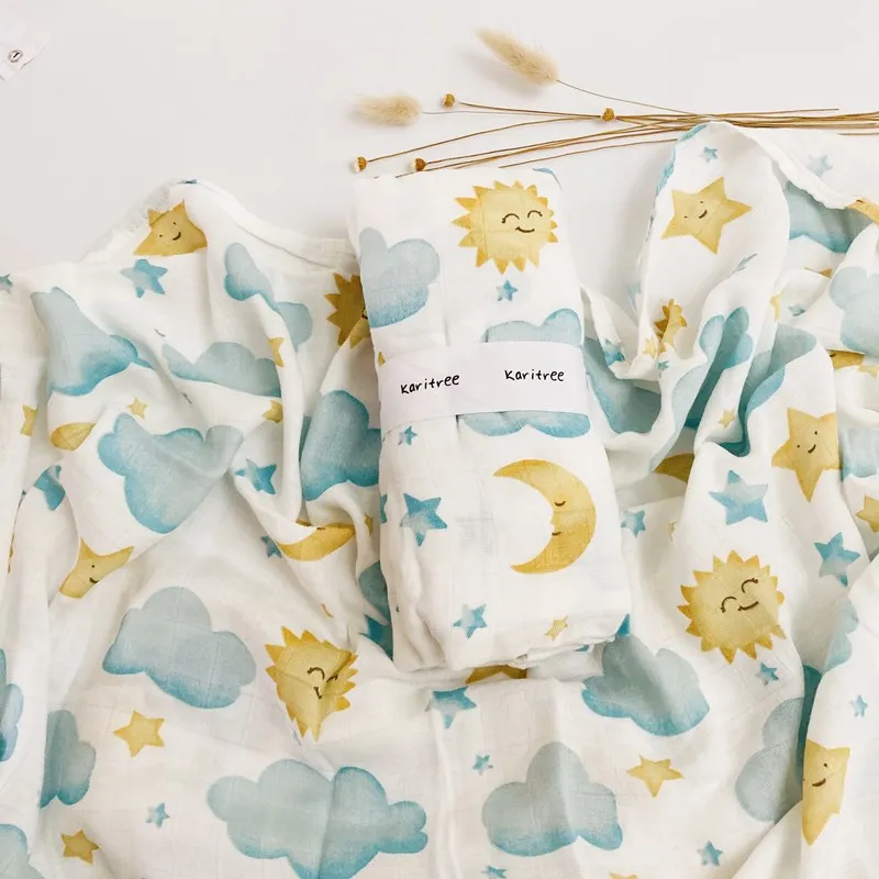 Муслиновое одеяло для новорожденных 30% Бамбук + хлопок 47 дюймов | Мать и ребенок