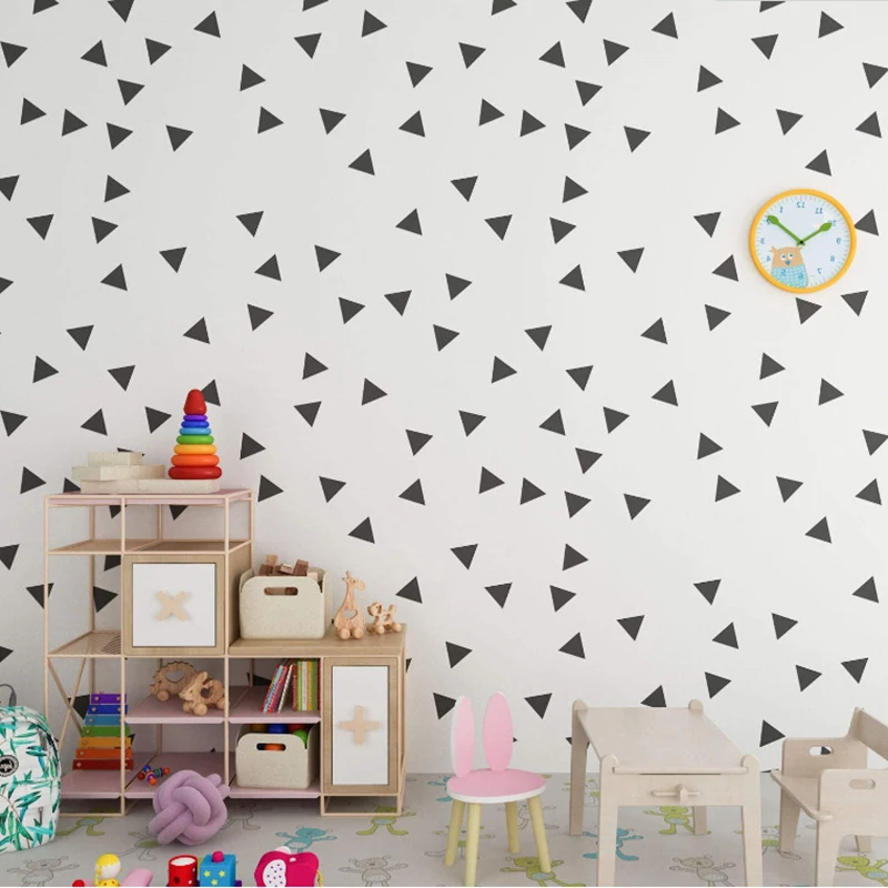 Kids Room Triangles Wall Stickers Geometric Pattern Wallpaper For Children Baby Nursery Bedroom Decal Home Decor | Дом и сад