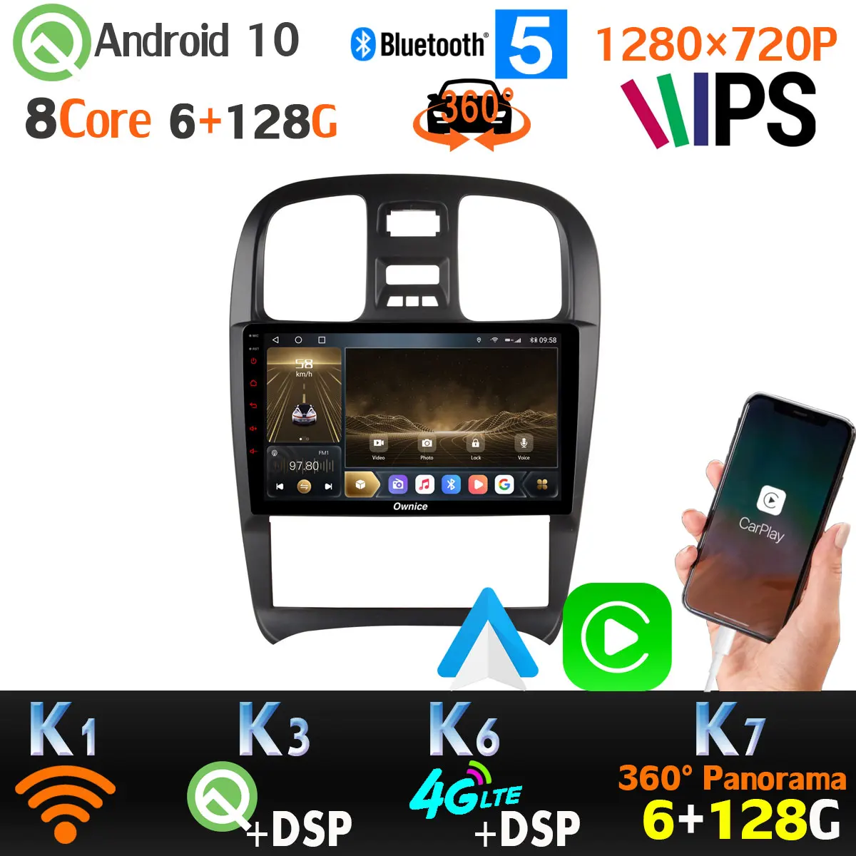 6G + 128G IPS 1280*720P Android 10 для Hyundai Sonata EF головное устройство автомобильный