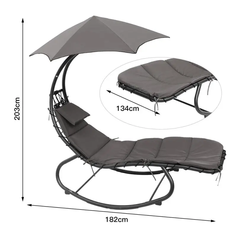 

Outdoor Camping Rest Recliner 150KG Oversized Load-bearing Rest Chair With Parasol With Back Cushion HWC