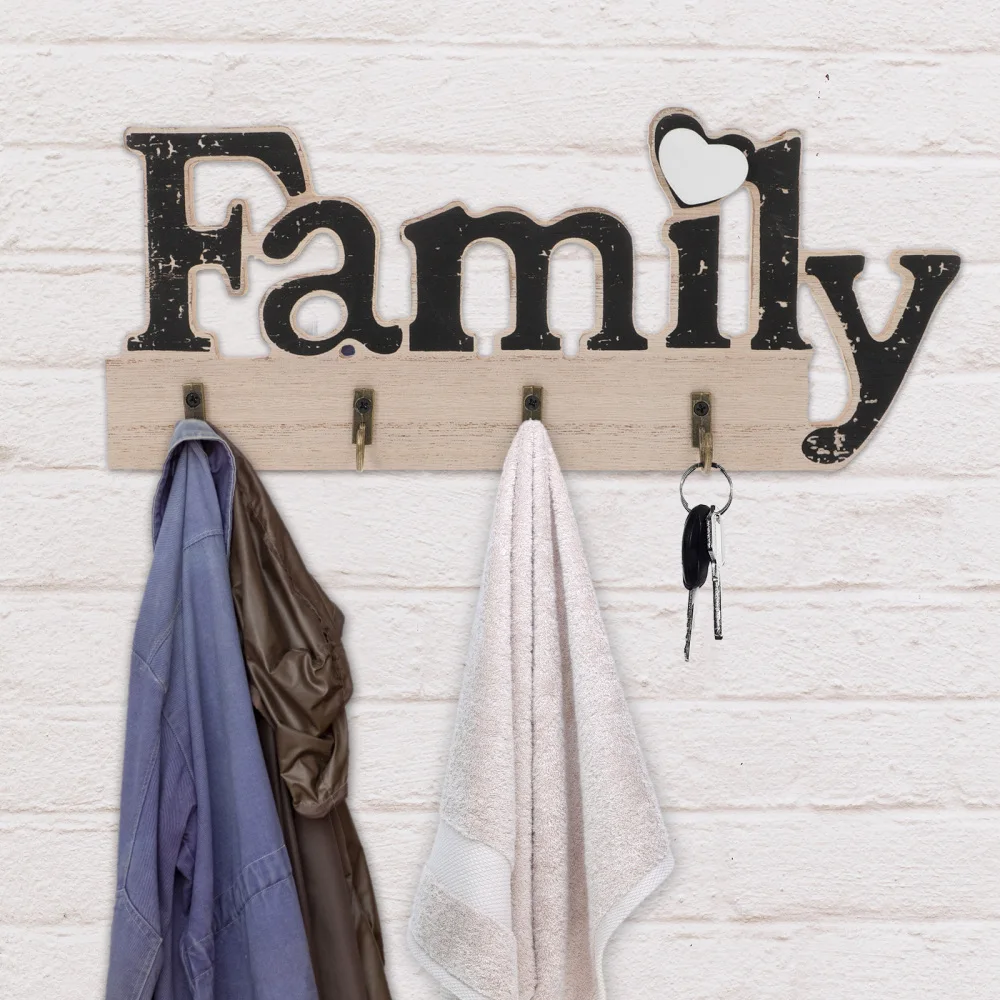 

1Pc Wall-mounted Wooden Hook Decorative Storage Hanger Porch Wall Ornament