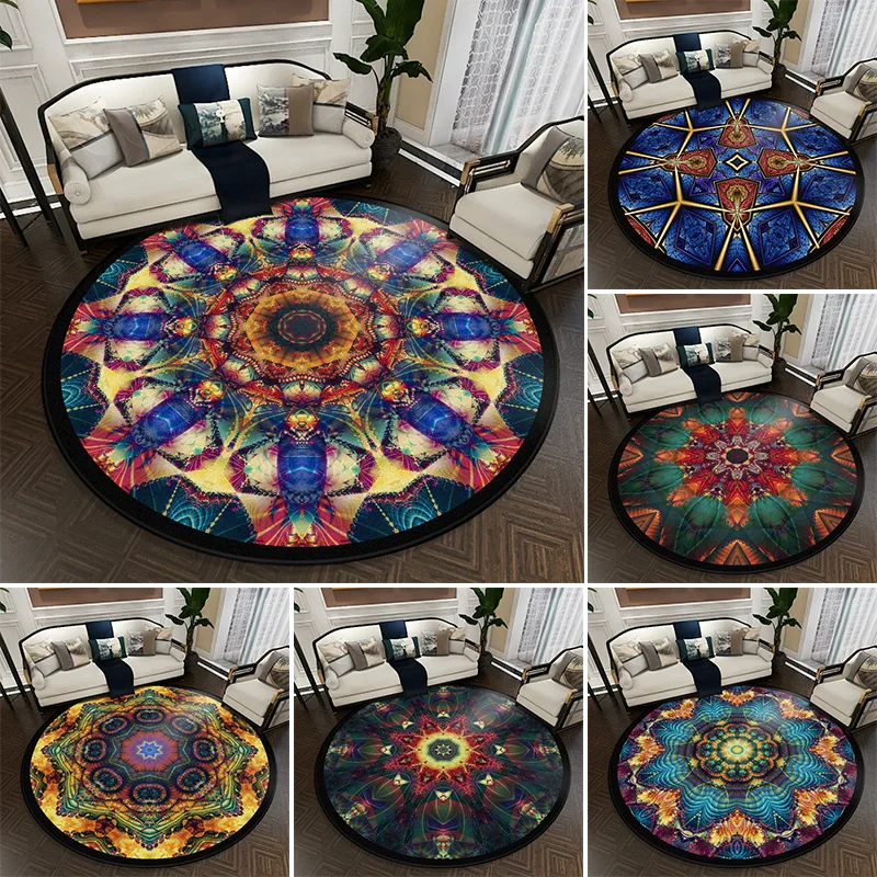 

Living Room Carpet Mandala Luxury Bohemian Floral Bedroom Area Rugs Anti Slip Floor Mat Large Computer Chair Carpet and Rugs