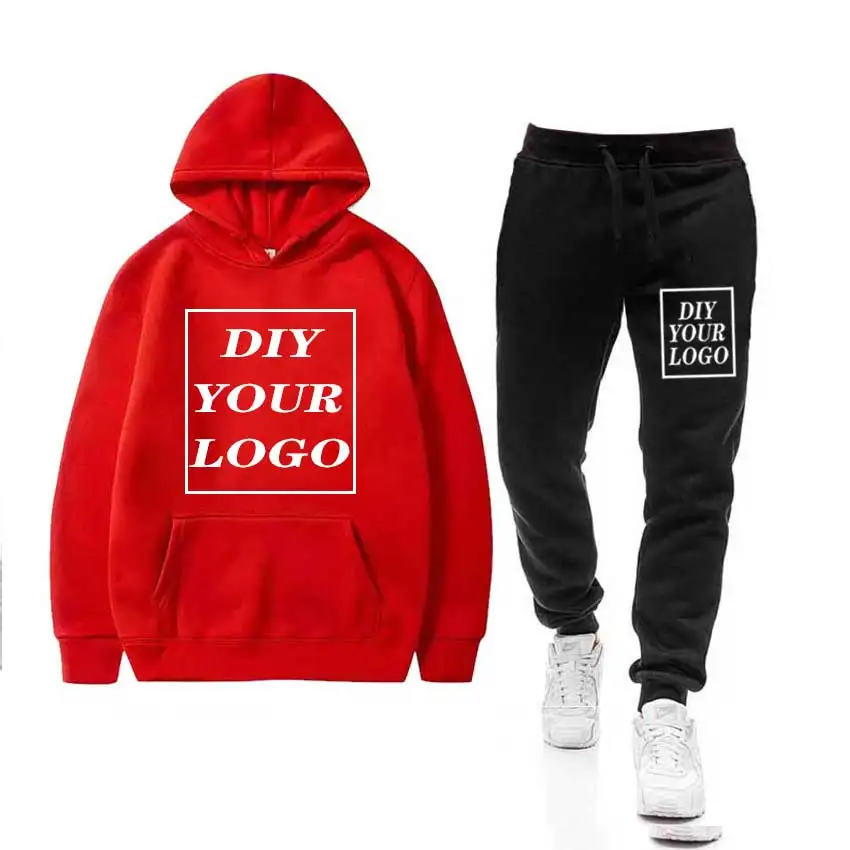 custom logo Print Мужские комплекты, спортивная одежда, Толстая Толстовка+ штаны, логотип «сделай сам», спортивные костюмы, повседневные толстовки, спортивный костюм, мужская спортивная одежда, спортивные штаны для фитнеса - Цвет: custom logo Print