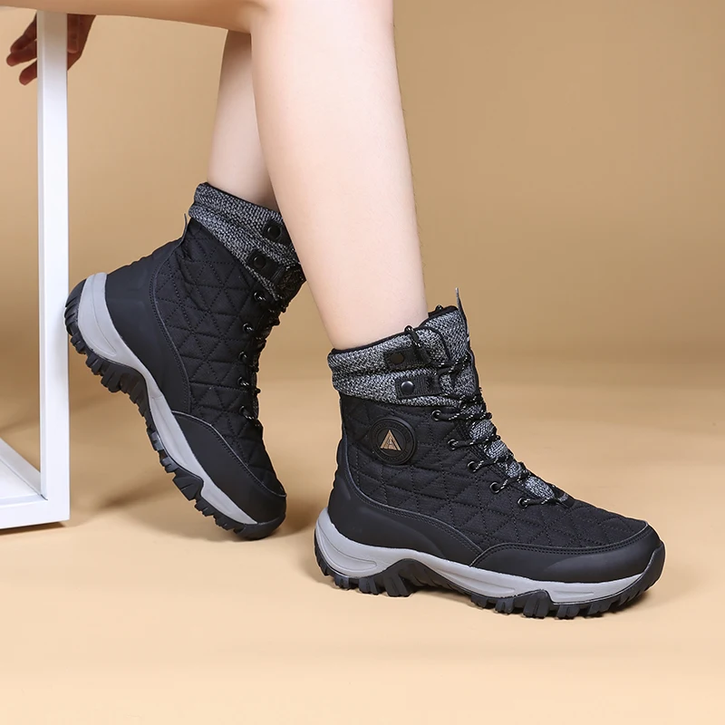 HUMTTO Hiking Shoes Outdoor Trekking Boots New Leather Winter Sneakers for Women Sport Climbing Walking Hunting Snow Boots Woman