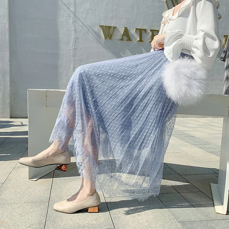 Lucyever элегантная женская сетчатая юбка с эластичной высокой талией