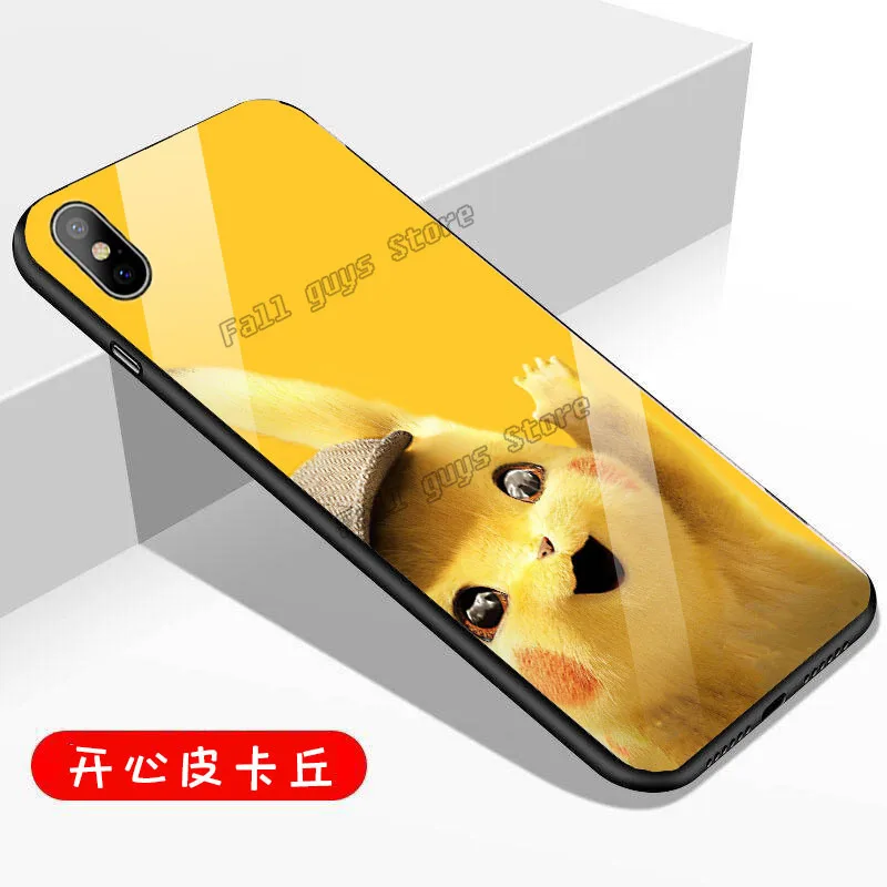 Pokemon Glass Phone Case for Oppo R15X R17pro RENO R11 R9 IPhone X Xs Xr 11 6 6s Plus Pikachu Fat Ding TPU+PC Phones Cases |