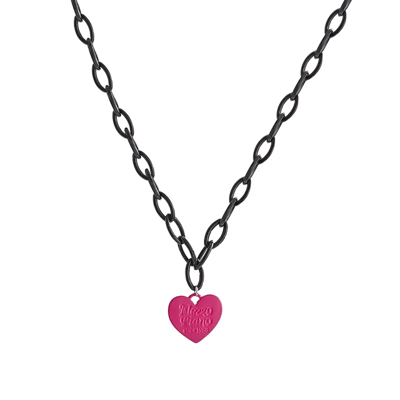 

2021 new love necklace women's fashion hip hop niche design sense clavicle chain retro temperament sweater chain