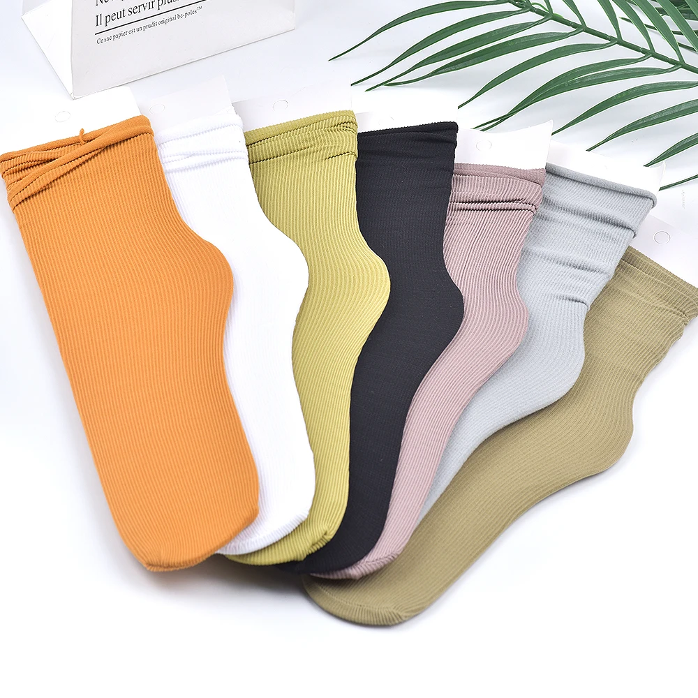 Носки женские весенне-осенние тонкие свободные яркие неоновые розово-зеленые 7