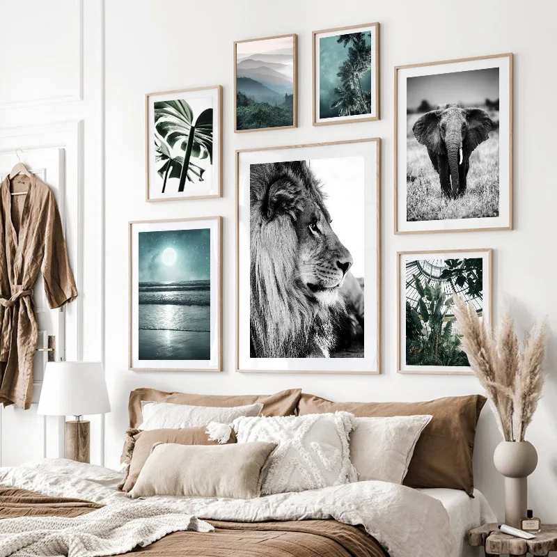 Настенный постер с изображением Льва животных растений | Дом и сад