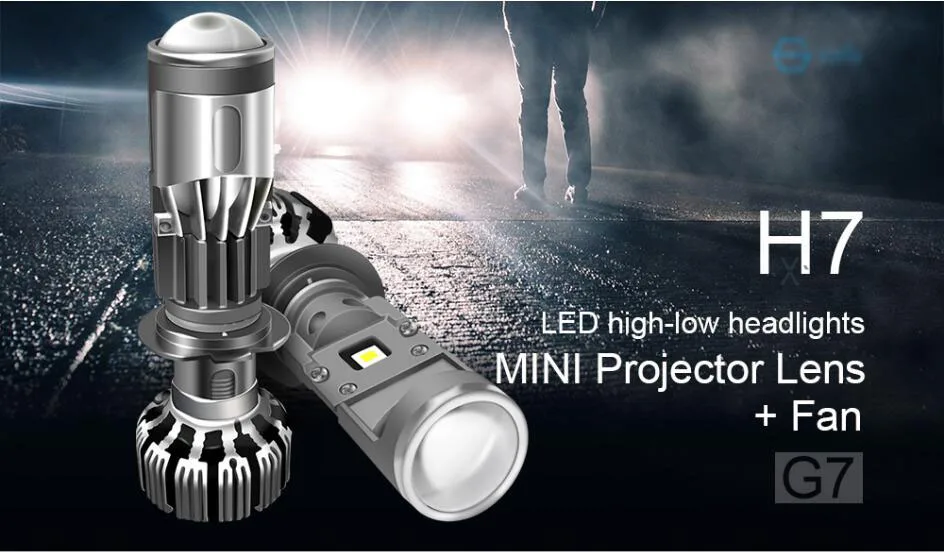 2x H4 H7 G7 светодиодный Hi-Low мини-проектор Объектив фары для автомобиля мотоцикла прозрачная режущая линия луча супер турбо вентилятор 12 в 5500 к 55 Вт 8000 лм