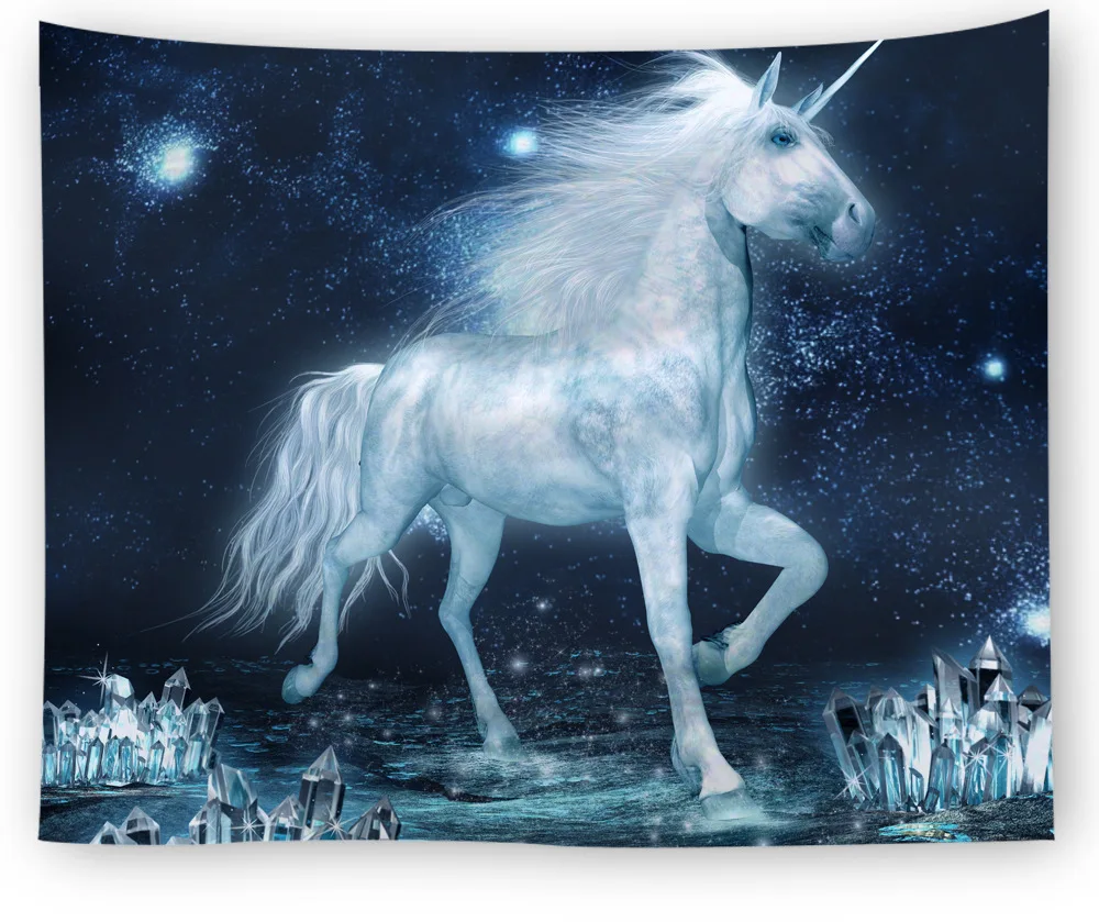 ONGLYP 3D Unicorn Pattern Tapestry Nordic Simplicity Fantasy Bedroom Living-room Wall Hanging Tapestries Curtain Home Decor | Дом и сад