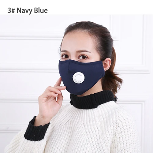 3 Navy Blue 1 шт. маска против загрязнения респиратор Моющиеся Многоразовые маски хлопок унисекс рот Муфельная для аллергии/астмы/Путешествия/Велоспорт - Цвет: 3 Navy Blue