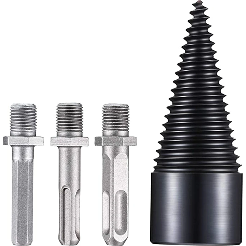 

4Pcs Removable Firewood Log Splitter Drill Bit,Wood Splitter Drill Bits Split Drilling Tools Drill Bit Wood Chopping Bit