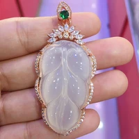 natural agate white chalcedony leaf shaped pendant womens overnight fame pendant jewelry necklace