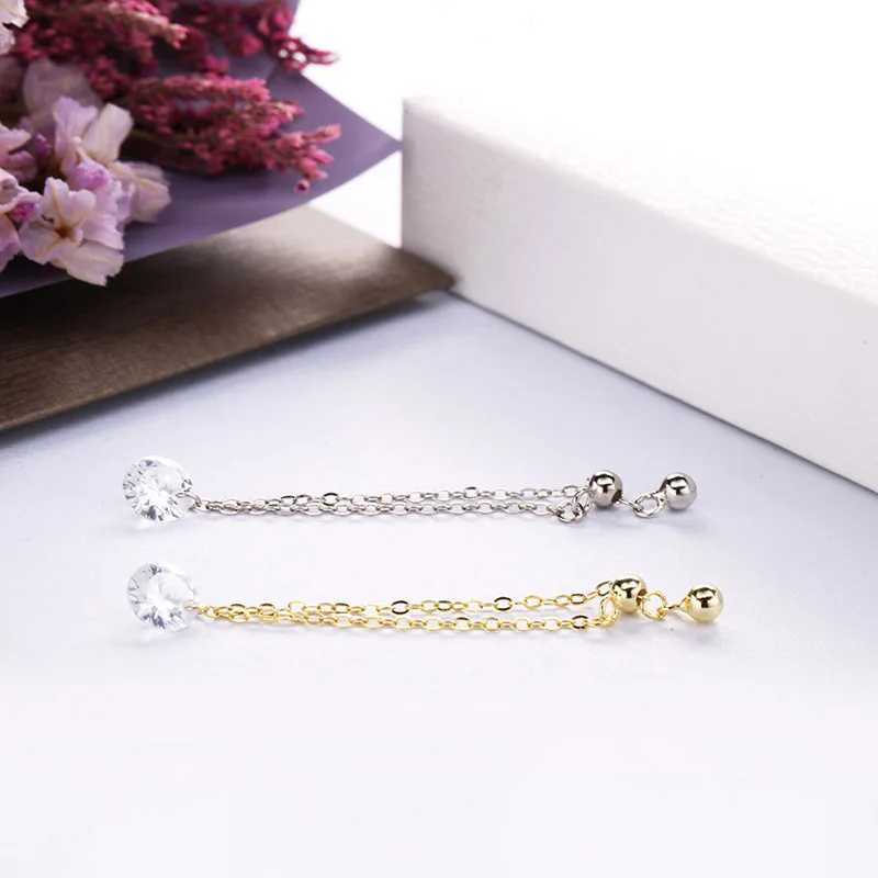 Женское кольцо цепочка из серебра 925 пробы с цирконом|Кольца| |