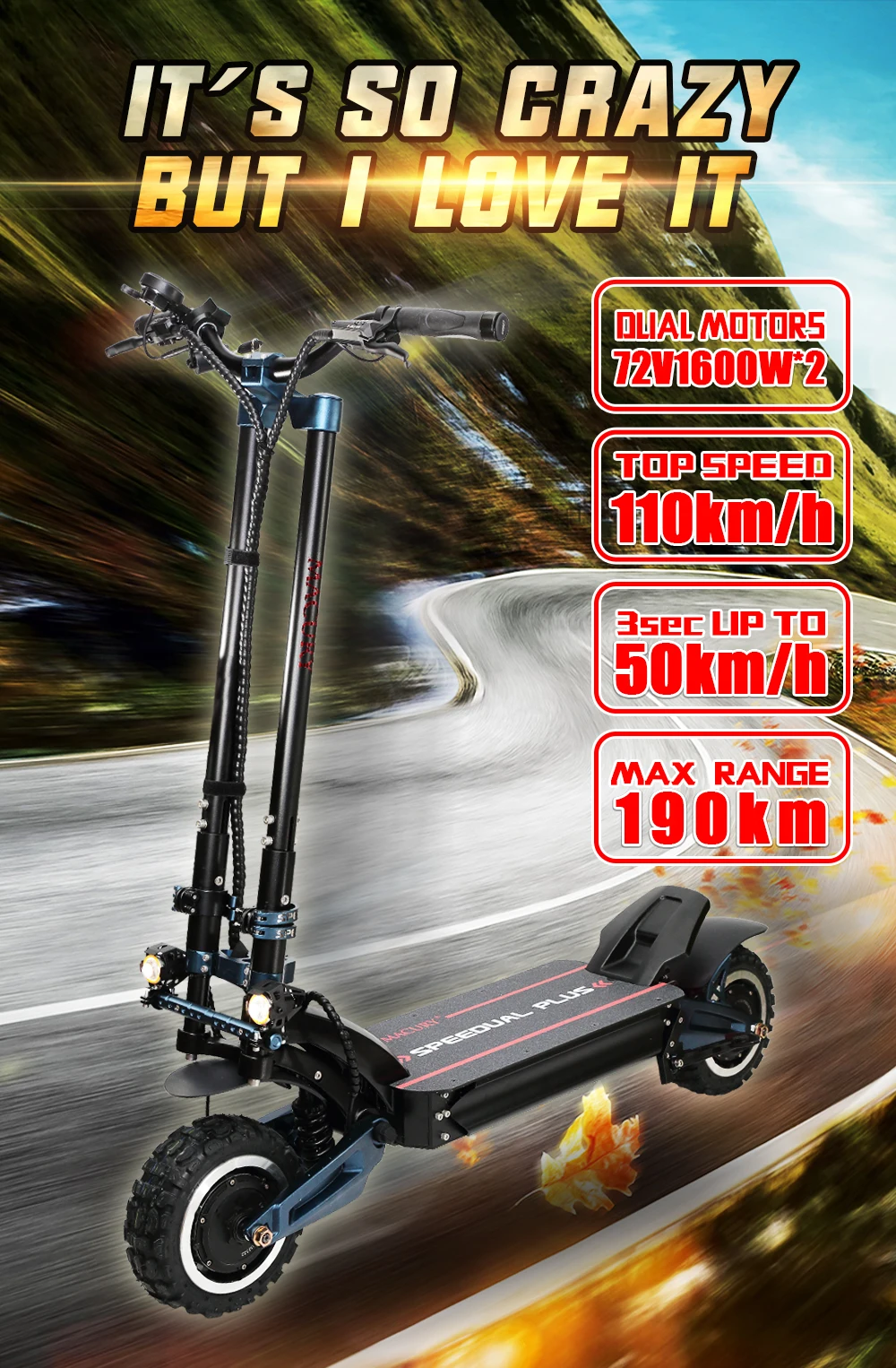 Macury Speedual Plus 11 дюймов двойной электроскутер 72 в 3200 Вт внедорожный E-скутер 110 км/ч двойной привод Zero 11X внедорожный