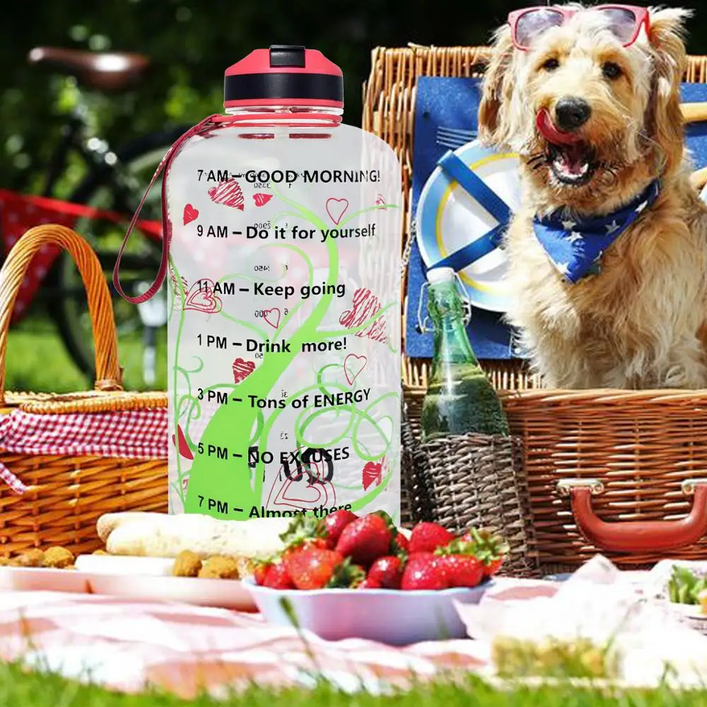 

Quifit Tritan Gallon Water Bottle Sports Drinking Jug Outdoor BPA Free Travel Portable Cup Motivational Time Marker Drinkwear
