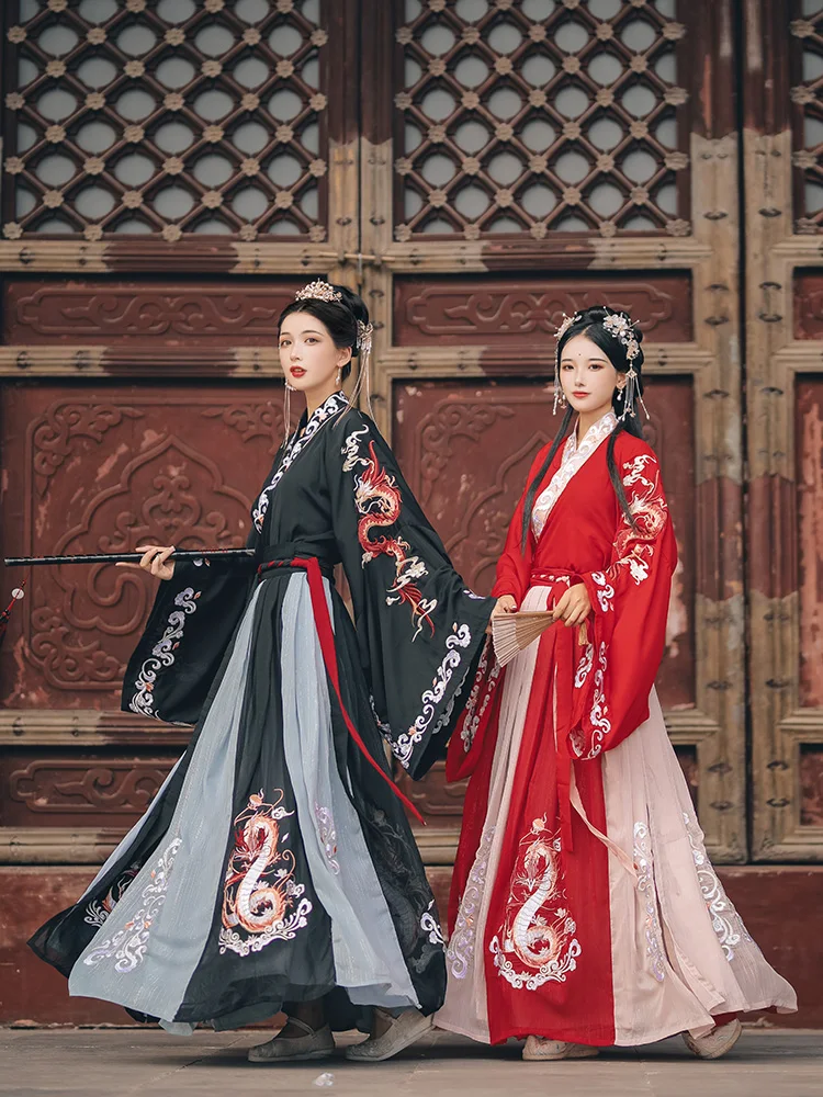 Старинные Китайские мужские черные стильные костюмы Вей Цзинь с вышивкой