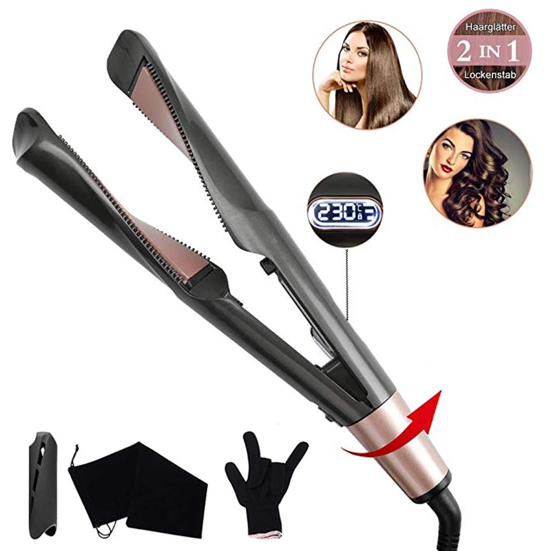 Профессиональные щипцы для завивки волос 2 в 1 турмалиновые керамические