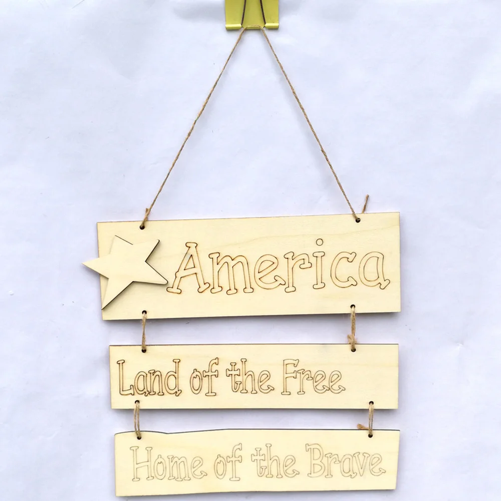 

1Pc Independence Day Wooden Ornament Wall Decoration Patriotic Wooden Adornment