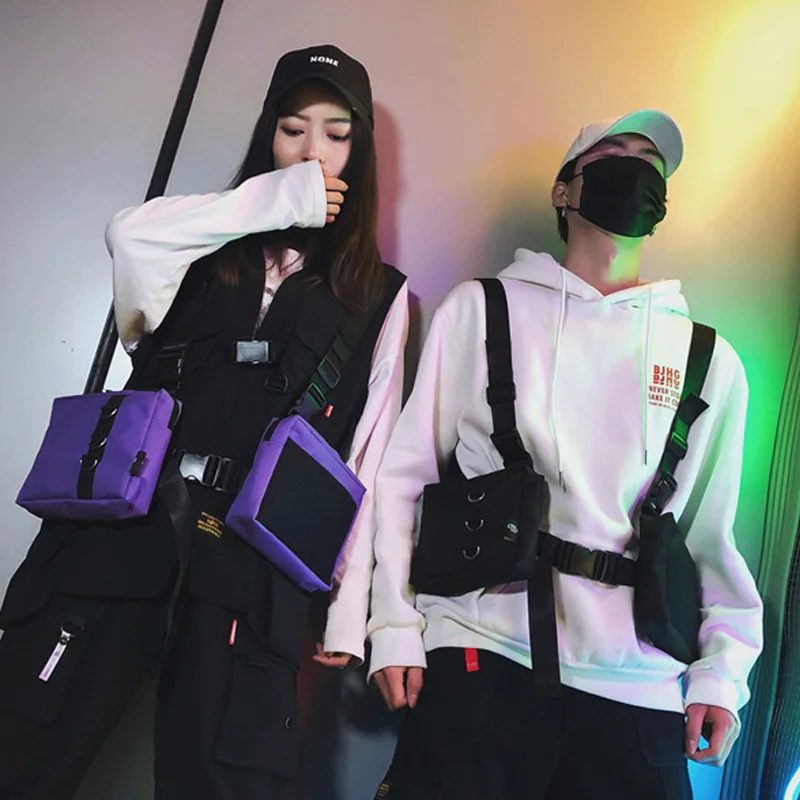 Мужская тактическая нагрудная сумка в стиле хип хоп уличная одежда