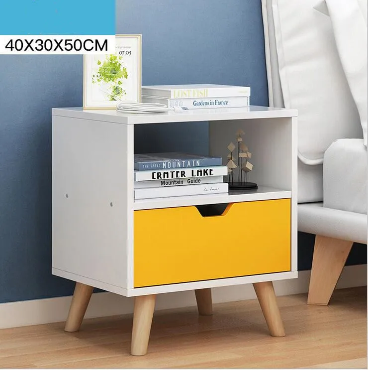 Скандинавский 2 ящиком прикроватный стол Спальня из цельного дерева Железный