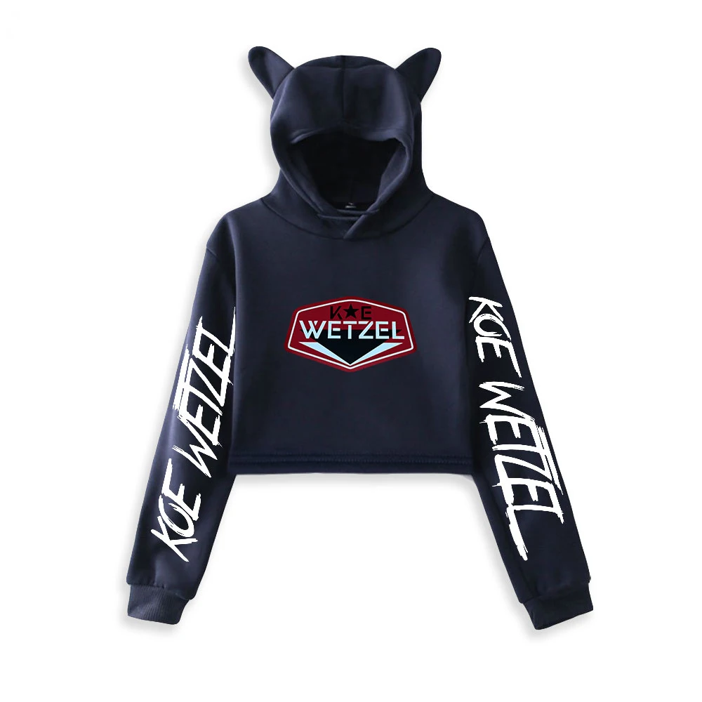 

Женский укороченный пуловер с длинным рукавом и принтом кошек