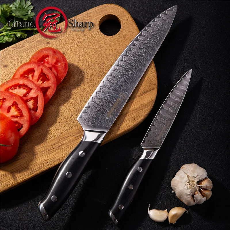 Набор ножей из дамасской стали Grandsharp кухонные ножи шеф повара VG10 японской 67 слоев