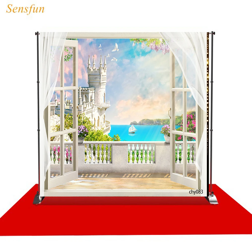 Фон для фотосъемки LEVOO с изображением замка балкона цветов летний фон реквизит