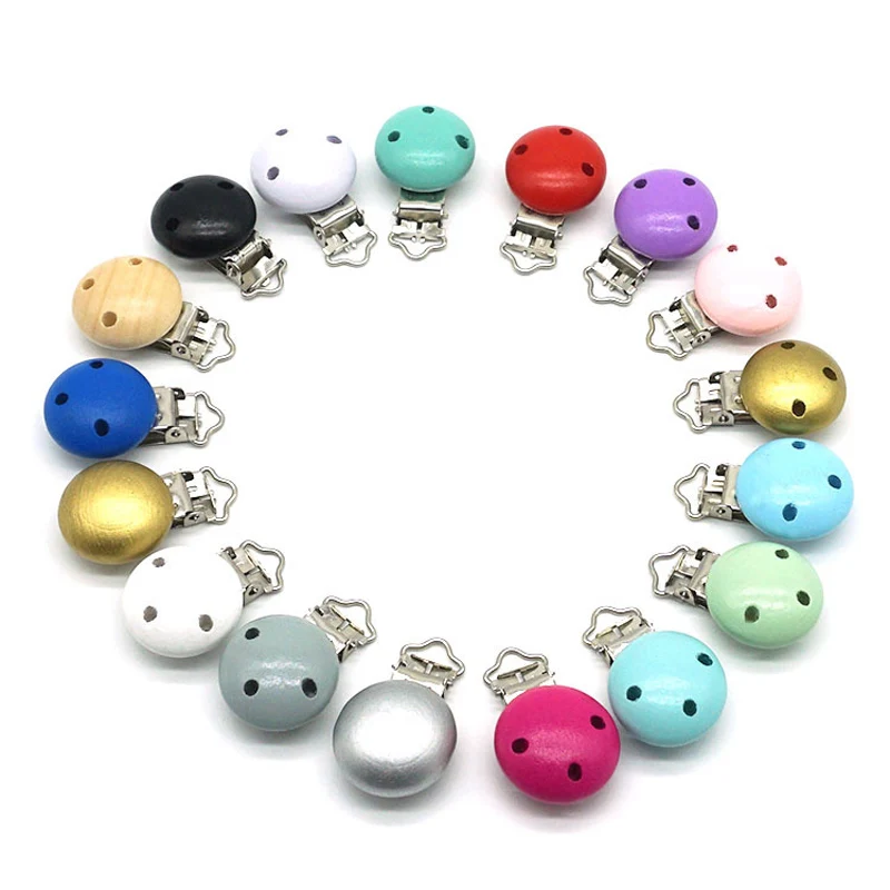 5 unids/lote madera chupete Clip beb&eacute; dentici&oacute;n cuentas Clip accesorios para DIY Cadena de chupete herramienta venta al por mayor-3