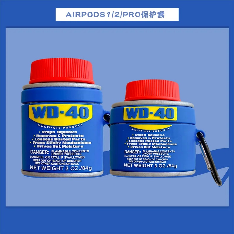 3D забавные WD-40 смазочное масло Airpods чехол Беспроводной наушники крышка гарнитура