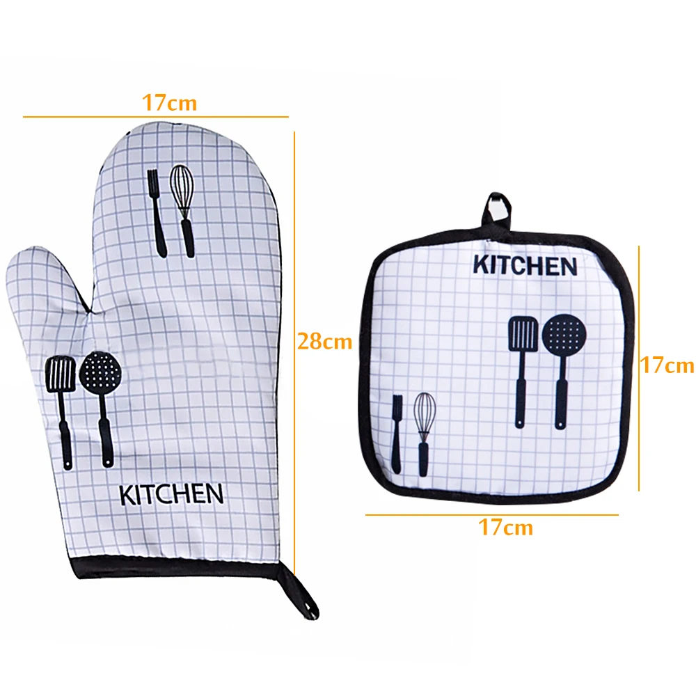 

2pcs/set Microwave Baking BBQ Glove Cotton Cute Oven Mitts Heat Resistant Potholder Non-slip Kitchen Cooking Tools Mitten