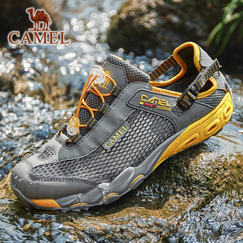 CAMEL Summer Men Women Creek Shoes Male Female Aqua Shoes Quick-drying Non-slip Fishing Shoes Couple Wading Beach Sandals