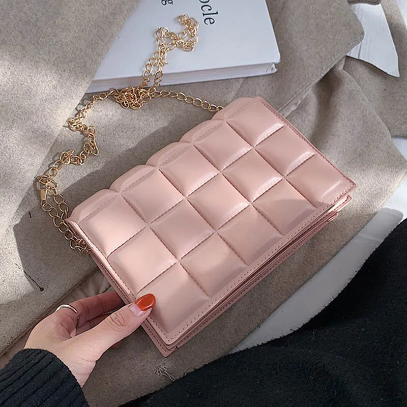 

Trendy Checkered Shoulder Bag Crossbody Small Square Bag Handbag PU Leather Brand Trend Handbag 2021 New Fashion