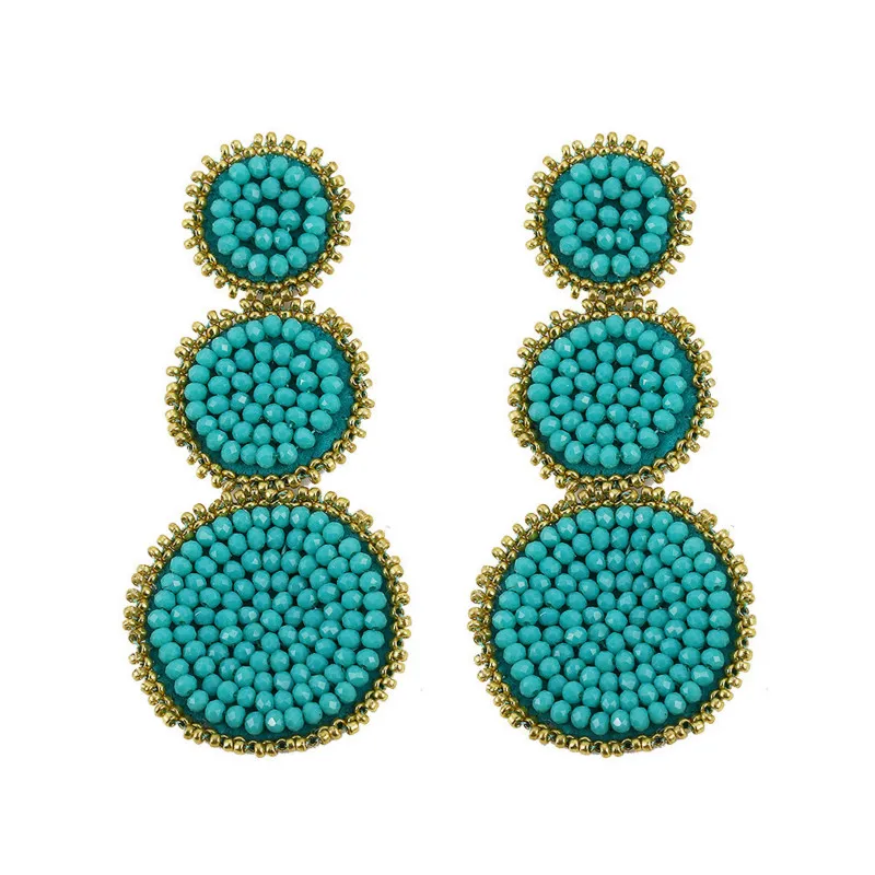 

Creative hand woven beaded earrings Bohemian ethnic style earrings, women's holiday dating romantic rice bead earrings