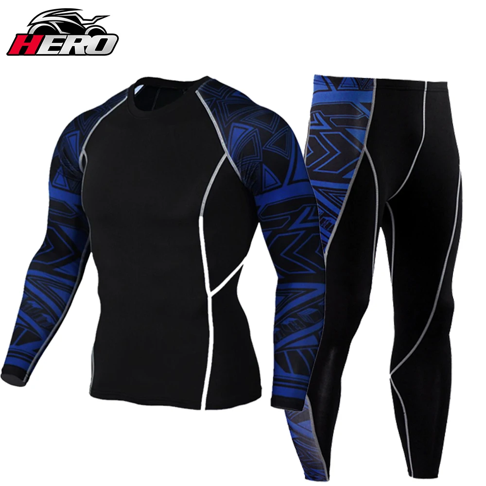 

HEROBIKER Summer Motorcycle Jacket Quick Dry Motorcycle Suit Running T-shirt Set Breathable Tight Long Tops & Pants S-3XL