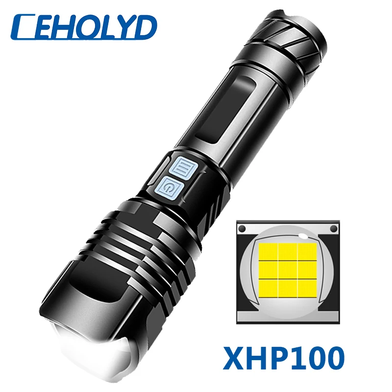 

XHP100 Мощный светодиодный вспышка светильник USB Перезаряжаемые тактический фонарь 3 режима XHP70.2 Масштабируемые 18650 26650 Бэтти светильник с power ...