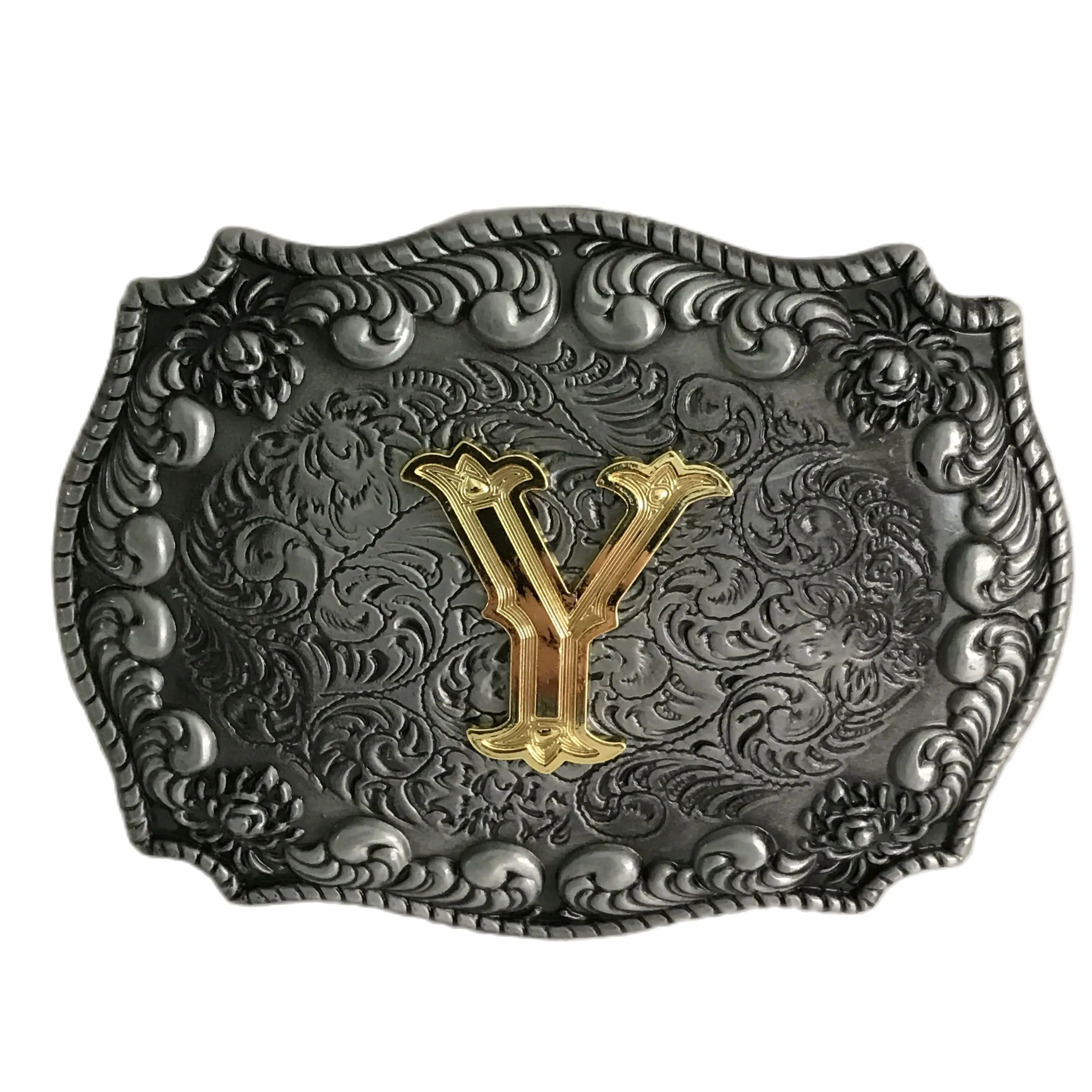 Розничная продажа модный мужской ремень с серебристым узором Золотая буква Y Initial