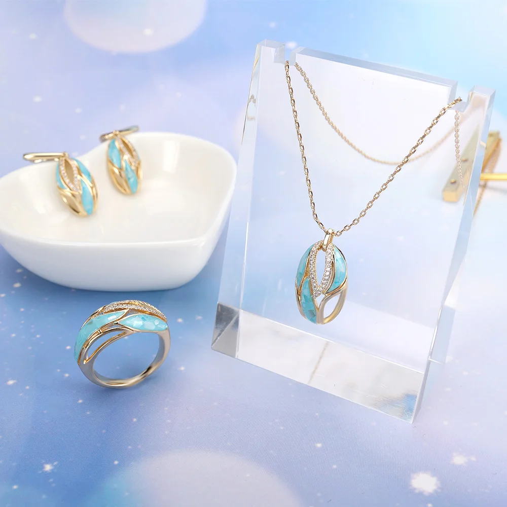 

Ожерелье TIRIM с цветными ракушками, набор ювелирных изделий из Кубического циркония для женщин, очаровательные комплекты с маленьким ожерел...