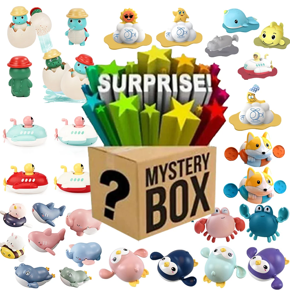 

3-12pcs Random Baby Bath Toys Mystery Gifts Pack Surprise Box 50 Classic Water Toy Swim Chain Clockwork Toy Brinquedos de banho