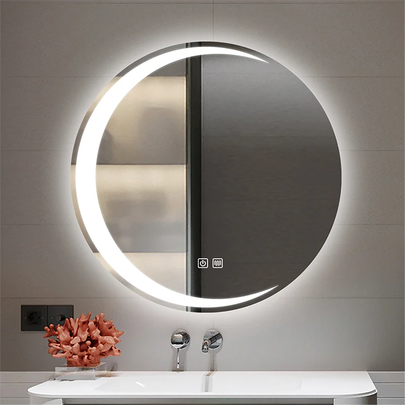

60CM Espejo de baño Modern smart led bathroom round mirror anti fog backlit illuminated wall hair salon mirrors