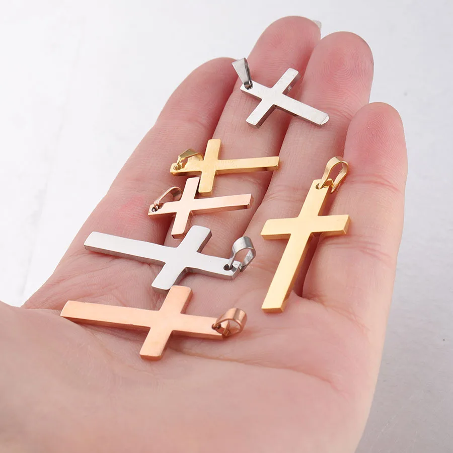 

100% Stainless Steel Cross Charm Pendant For Jewelry Making Mirror Polished Wholesale 20pcs